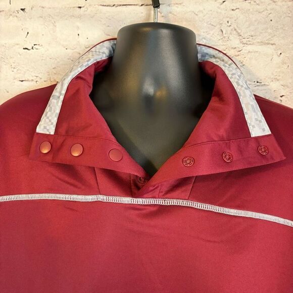 Adidas Stadium 1/4 Snap Sleeve Knit Pullover Midweight Red White Mens Size L - Picture 2 of 9